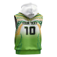 Custom Cook Islands Rugby League Sleeveless Zip Hoodie Avaiki Tatau Tribal Motifs White Color LT03 - Polynesian Pride