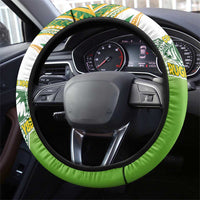 Cook Islands Rugby League Steering Wheel Cover Avaiki Tatau Tribal Motifs White Color LT03 - Polynesian Pride