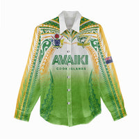 Custom Cook Islands Rugby League Women Casual Shirt Avaiki Tatau Tribal Motifs White Color LT03 - Polynesian Pride
