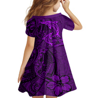 Polynesian Dolphin Valentine Day Family Matching Tank Maxi Dress and Hawaiian Shirt Hibiscus and Tribal Tattoo Purple Style LT03 - Polynesian Pride