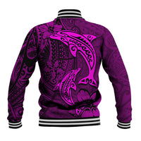 Polynesian Dolphin Valentine Day Baseball Jacket Hibiscus and Tribal Tattoo Pink Style LT03 - Polynesian Pride