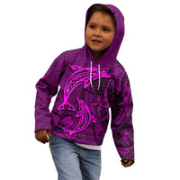 Polynesian Dolphin Valentine Day Kid Hoodie Hibiscus and Tribal Tattoo Pink Style LT03 - Polynesian Pride