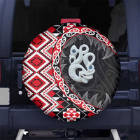 Red Taniko Motif Aotearoa Manaia and Silver Fern Spare Tire Cover