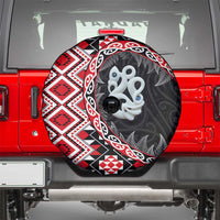 Red Taniko Motif Aotearoa Manaia and Silver Fern Spare Tire Cover
