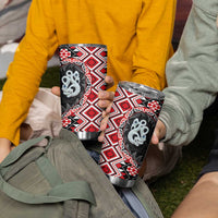 Red Taniko Motif Aotearoa Manaia and Silver Fern Tumbler Cup