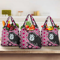 Pink Taniko Motif Aotearoa Manaia and Silver Fern Grocery Bag