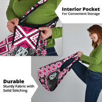 Pink Taniko Motif Aotearoa Manaia and Silver Fern Grocery Bag