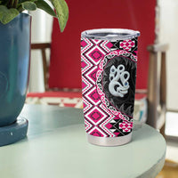 Pink Taniko Motif Aotearoa Manaia and Silver Fern Tumbler Cup