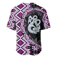 Purple Taniko Motif Aotearoa Manaia and Silver Fern Baseball Jersey