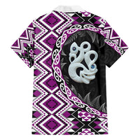 Purple Taniko Motif Aotearoa Manaia and Silver Fern Family Matching Puletasi and Hawaiian Shirt