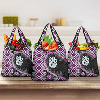 Purple Taniko Motif Aotearoa Manaia and Silver Fern Grocery Bag
