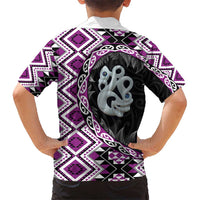 Purple Taniko Motif Aotearoa Manaia and Silver Fern Hawaiian Shirt