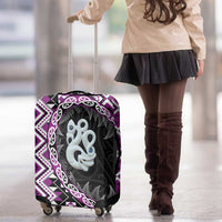 Purple Taniko Motif Aotearoa Manaia and Silver Fern Luggage Cover LT03 - Polynesian Pride