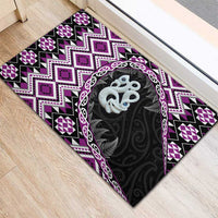Purple Taniko Motif Aotearoa Manaia and Silver Fern Rubber Doormat