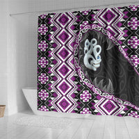 Purple Taniko Motif Aotearoa Manaia and Silver Fern Shower Curtain LT03 - Polynesian Pride