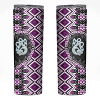 Purple Taniko Motif Aotearoa Manaia and Silver Fern Skinny Tumbler LT03 Purple - Polynesian Pride