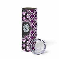 Purple Taniko Motif Aotearoa Manaia and Silver Fern Skinny Tumbler LT03 - Polynesian Pride