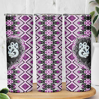 Purple Taniko Motif Aotearoa Manaia and Silver Fern Skinny Tumbler LT03 - Polynesian Pride