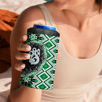 Green Taniko Motif Aotearoa Manaia and Silver Fern 4 in 1 Can Cooler Tumbler