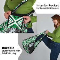 Green Taniko Motif Aotearoa Manaia and Silver Fern Grocery Bag