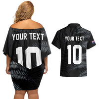 Custom New Zealand Football-Towards World Cup 2026 Couples Matching Off Shoulder Short Dress and Hawaiian Shirt