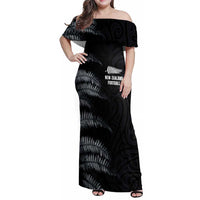 Custom New Zealand Football-Towards World Cup 2026 Family Matching Off Shoulder Maxi Dress and Hawaiian Shirt