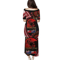 Tonga and Australia ANZAC Day Puletasi Aboriginal and Ngatu Art Pattern - Gallipoli Lest We Forget