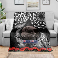New Zealand and Cook Islands ANZAC Day Blanket Gallipoli Lest We Forget Tatau Art Tribal and Maori Tattoo with Fern LT03 - Polynesian Pride
