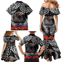 New Zealand and Cook Islands ANZAC Day Family Matching Mermaid Dress and Hawaiian Shirt Gallipoli Lest We Forget Tatau Art Tribal and Maori Tattoo with Fern LT03 - Polynesian Pride