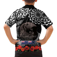 New Zealand and Cook Islands ANZAC Day Family Matching Off Shoulder Short Dress and Hawaiian Shirt Gallipoli Lest We Forget Tatau Art Tribal and Maori Tattoo with Fern LT03 - Polynesian Pride