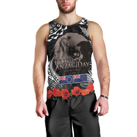 New Zealand and Cook Islands ANZAC Day Men Tank Top Gallipoli Lest We Forget Tatau Art Tribal and Maori Tattoo with Fern LT03 - Polynesian Pride