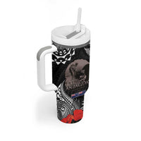 New Zealand and Cook Islands ANZAC Day Tumbler With Handle Gallipoli Lest We Forget Tatau Art Tribal and Maori Tattoo with Fern LT03 - Polynesian Pride