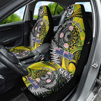 New Zealand and Cook Islands Together Car Seat Cover Tatau Art Tribal Pattern-Maori Tattoo with Fern and Paua Shell