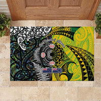 New Zealand and Cook Islands Together Rubber Doormat Tatau Art Tribal Pattern-Maori Tattoo with Fern and Paua Shell LT03 Art - Polynesian Pride