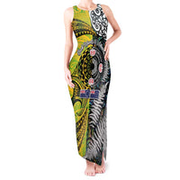 New Zealand and Cook Islands Together Tank Maxi Dress Tatau Art Tribal Pattern-Maori Tattoo with Fern and Paua Shell LT03 Women Art - Polynesian Pride