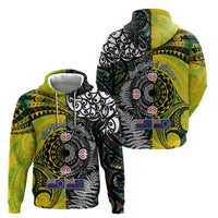 New Zealand and Cook Islands Together Zip Hoodie Tatau Art Tribal Pattern-Maori Tattoo with Fern and Paua Shell LT03 - Polynesian Pride