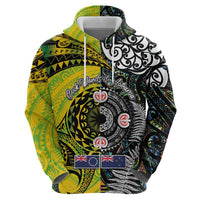 New Zealand and Cook Islands Together Zip Hoodie Tatau Art Tribal Pattern-Maori Tattoo with Fern and Paua Shell LT03 - Polynesian Pride