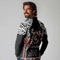 Aotearoa Toitu Te Tiriti-Maori Taniwha Long Sleeve Polo Shirt Toitu Te Whenua Toitu Te Reo Maori