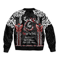 Aotearoa Toitu Te Tiriti-Maori Taniwha Sleeve Zip Bomber Jacket Toitu Te Whenua Toitu Te Reo Maori LT03 - Polynesian Pride