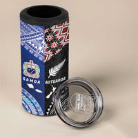 Personalised Aotearoa and Samoa Together 4 in 1 Can Cooler Tumbler Tatau Art Tattoos-Taniko and Tukutuku with Maori Pattern