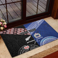 Personalised Aotearoa and Samoa Together Rubber Doormat Tatau Art Tattoos-Taniko and Tukutuku with Maori Pattern