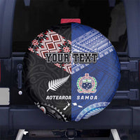 Personalised Aotearoa and Samoa Together Spare Tire Cover Tatau Art Tattoos-Taniko and Tukutuku with Maori Pattern