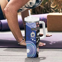 Personalised Aotearoa and Samoa Together Tumbler With Handle Tatau Art Tattoos-Taniko and Tukutuku with Maori Pattern