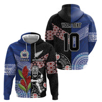 Custom Aotearoa and Samoa Rugby Hoodie Maori Warrior and Teuila Emblem-Tatau with Taniko Art