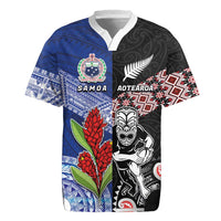 Custom Aotearoa and Samoa Rugby Rugby Jersey Maori Warrior and Teuila Emblem-Tatau with Taniko Art