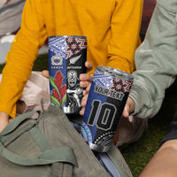 Custom Aotearoa and Samoa Rugby Tumbler Cup Maori Warrior and Teuila Emblem-Tatau with Taniko Art