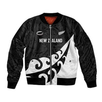 Custom NZ Rugby Bomber Jacket Koru and Silver Fern Sporty Style