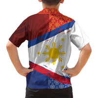 Philippines National Flag Day Family Matching Long Sleeve Bodycon Dress and Hawaiian Shirt Polynesian and Yakan Tattoo Brush Style