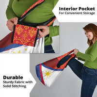 Philippines National Flag Day Grocery Bag Polynesian and Yakan Tattoo Brush Style