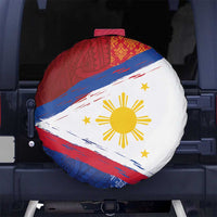 Philippines National Flag Day Spare Tire Cover Polynesian and Yakan Tattoo Brush Style